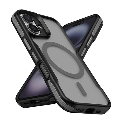 iPhone 16 Plus Kılıf M-safe Şarj Özellikli Renkli Kenar Airbag Şeritli Zore Lamer Kılıf