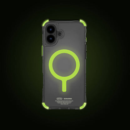 iPhone 16 Plus Kılıf M-safe Şarj Özellikli Şeffaf Airbag Tasarımlı Skinarma Saido Nightglow Kılıf