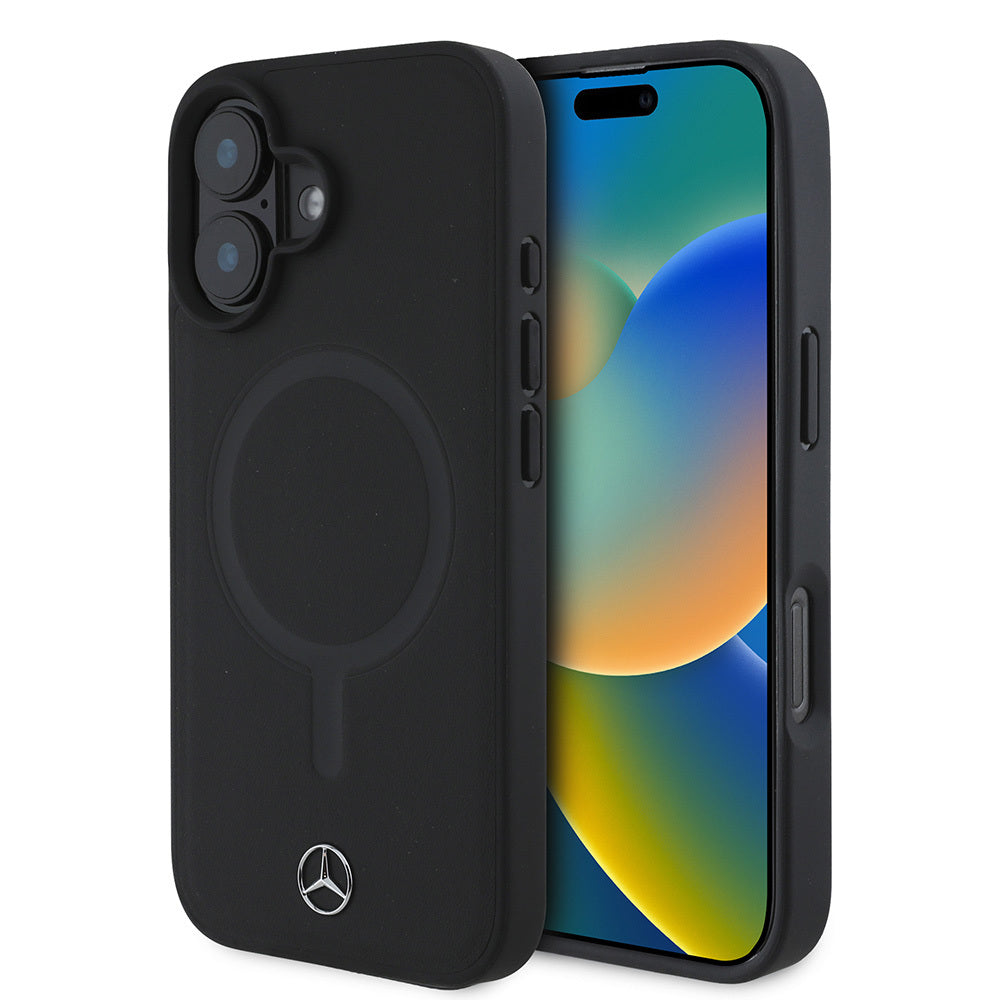 iPhone 16 Plus Kılıf Mercedes Benz M-safe Şarj Özellikli Yumuşak Deri OrijinalLisanslı Kılıf