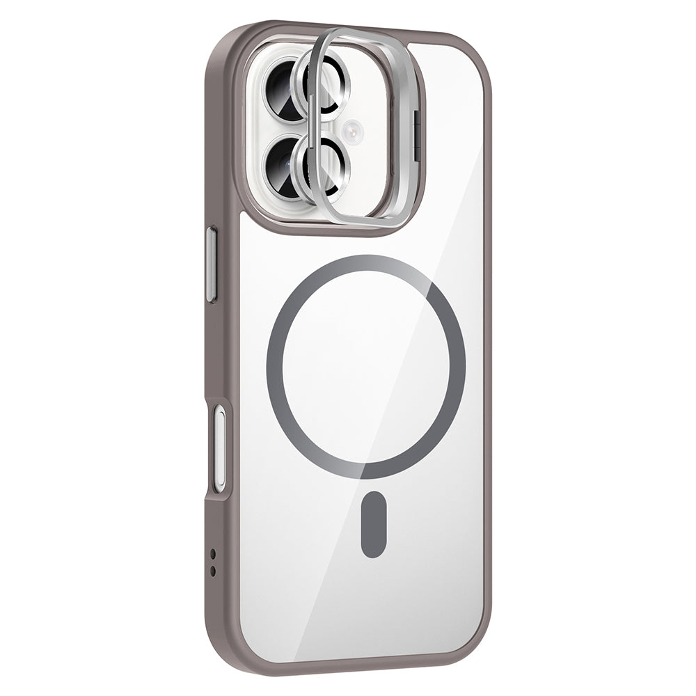 iPhone 16 Plus Kılıf Standlı ve Kamera Lens Hediyeli M-Safe Şarj Özellikli Zore Etro Kılıf