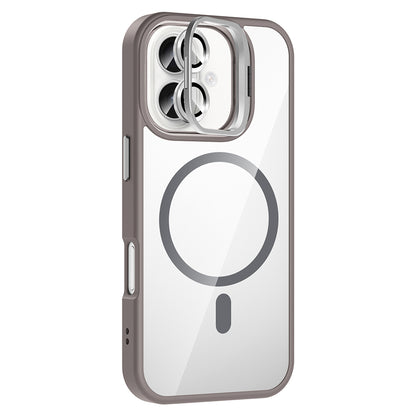 iPhone 16 Plus Kılıf Standlı ve Kamera Lens Hediyeli M-Safe Şarj Özellikli Zore Etro Kılıf