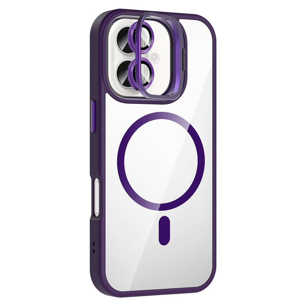 iPhone 16 Plus Kılıf Standlı ve Kamera Lens Hediyeli M-Safe Şarj Özellikli Zore Etro Kılıf