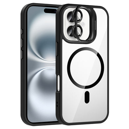 iPhone 16 Plus Kılıf Standlı ve Kamera Lens Hediyeli M-Safe Şarj Özellikli Zore Etro Kılıf