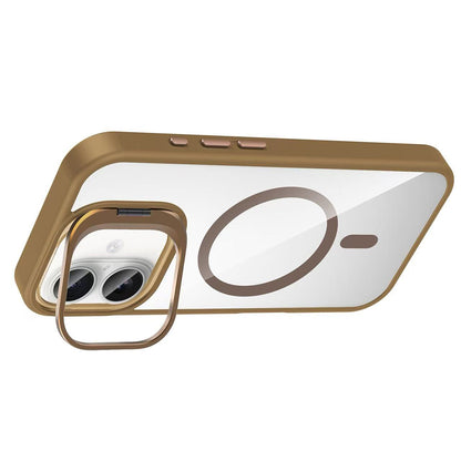 iPhone 16 Plus Kılıf Standlı ve Kamera Lens Hediyeli M-Safe Şarj Özellikli Zore Etro Kılıf