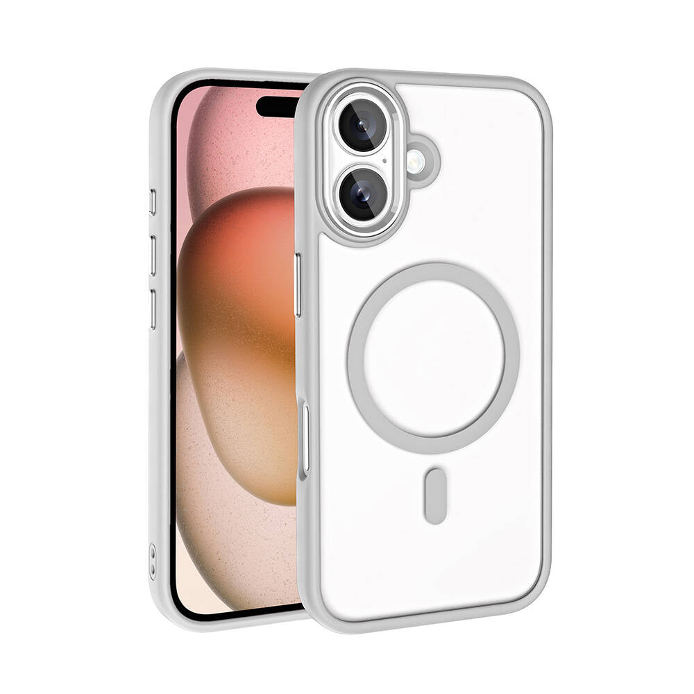 iPhone 16 Plus Kılıf Wireless Şarj Özellikli Zore Krom M-safe Silikon Kılıf