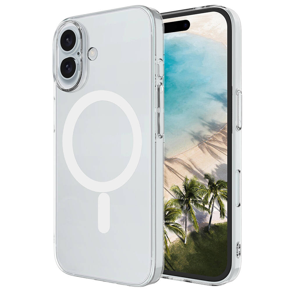 iPhone 16 Plus Kılıf Zore M-safe Şarj Özellikli Şeffaf Tek Kamera Çerçeveli Porto Kılıf