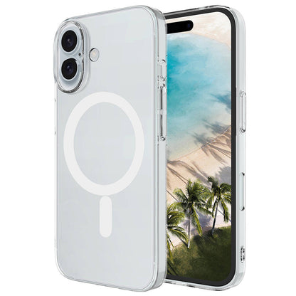 iPhone 16 Plus Kılıf Zore M-safe Şarj Özellikli Şeffaf Tek Kamera Çerçeveli Porto Kılıf