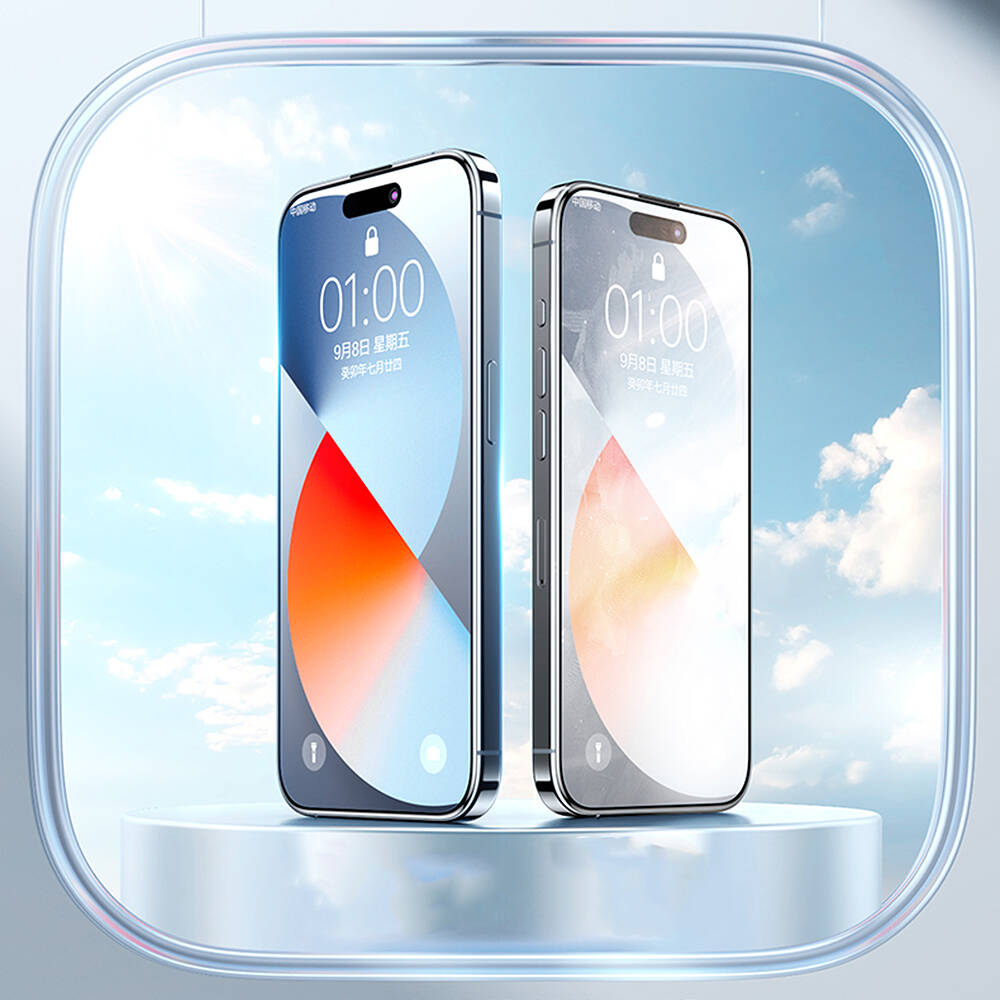 iPhone 16 Plus Wiwu GT-010 Anti-Reflective Polimer Oleofobik Kaplama Ultra İnce Temperli Cam Ekran Koruyucu