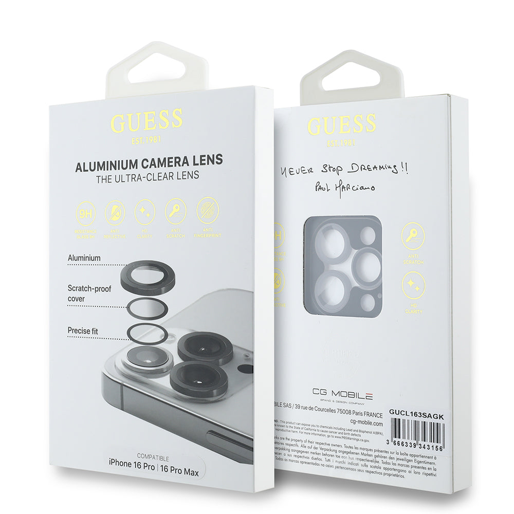 iPhone 16 Pro Guess Orijinal Lisanslı Metal Kamera Lens Koruyucu