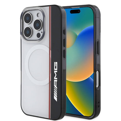 iPhone 16 Pro Kılıf AMG orijinal Lisanslı M-safe Şarj Özellikli IML Baskı Logolu Çift Katmanlı Bow Lines Kılıf