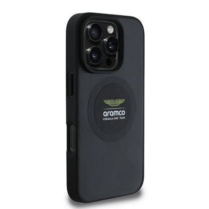 iPhone 16 Pro Kılıf Aston Martin Orijinal Lisanslı M-safe Şarj Özellikli Aluminyum Arka Yüzeyli Formula One Team Baskılı Kılıf