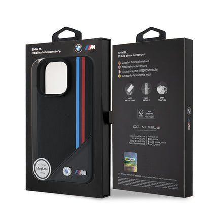 iPhone 16 Pro Kılıf BMW Orijinal Lisanslı M-safe Şarj Özellikli M Logolu Üç Çizgili Dikiş Detaylı Meshed Tricolor Stripes Kılıf