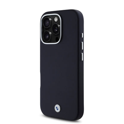 iPhone 16 Pro Kılıf BMW Orijinal Lisanslı M-safe Şarj Özellikli Metal Logolu Tam Kaplama Deri Kılıf