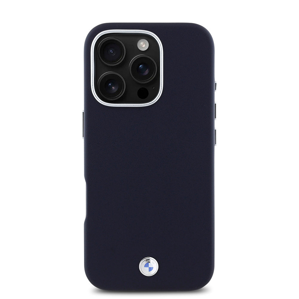 iPhone 16 Pro Kılıf BMW Orijinal Lisanslı M-safe Şarj Özellikli Metal Logolu Tam Kaplama Deri Kılıf