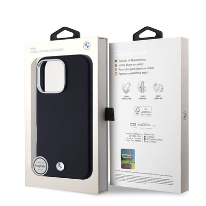 iPhone 16 Pro Kılıf BMW Orijinal Lisanslı M-safe Şarj Özellikli Metal Logolu Tam Kaplama Deri Kılıf