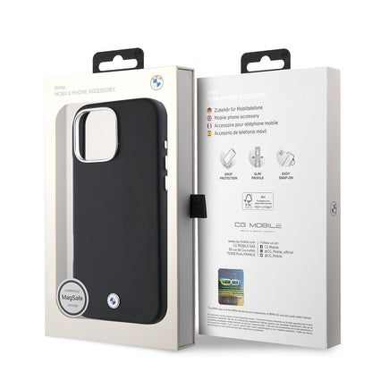 iPhone 16 Pro Kılıf BMW Orijinal Lisanslı M-safe Şarj Özellikli Metal Logolu Tam Kaplama Deri Kılıf