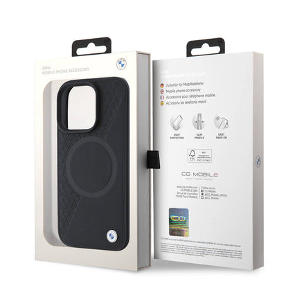 iPhone 16 Pro Kılıf BMW Orijinal Lisanslı M-safe Şarj Özellikli Metal Logolu Yarım Dokulu Circle Deri Kılıf