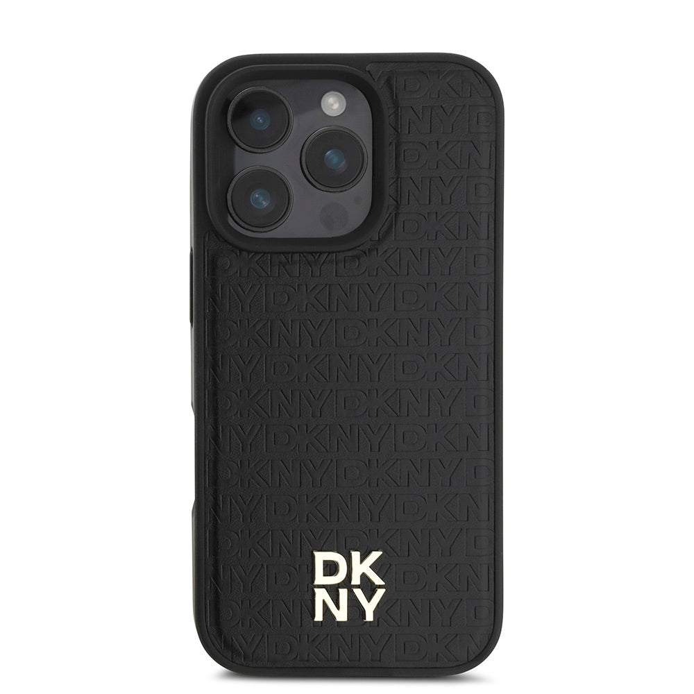 iPhone 16 Pro Kılıf DKNY Orijinal Lisanslı M-safe Şarj Özellikli 3D Yazılı Repeat Pattern Kılıf