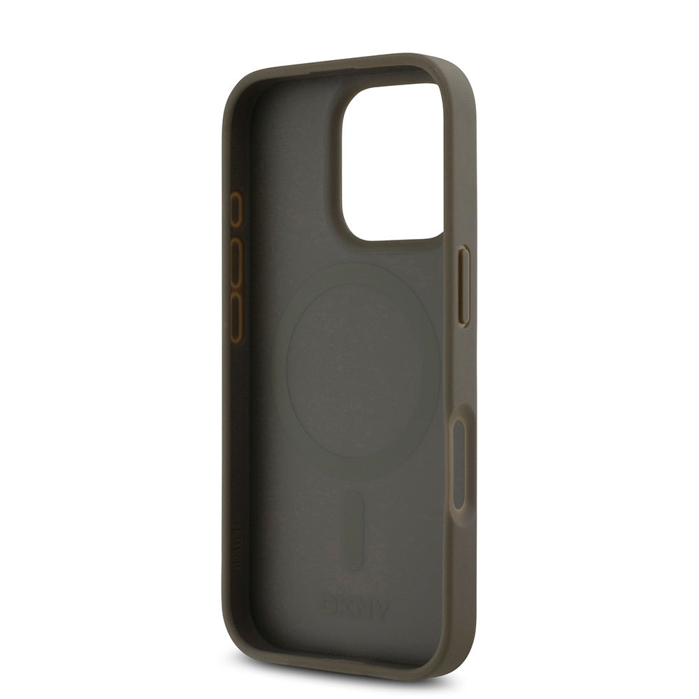 iPhone 16 Pro Kılıf DKNY Orjinal Lisanslı M-safe Şarj Özellikli 3D Yazılı Repeat Pattern Kılıf