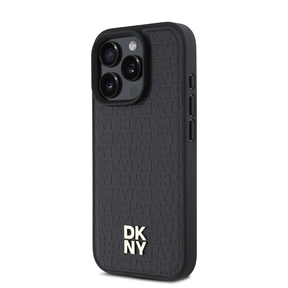 iPhone 16 Pro Kılıf DKNY Orjinal Lisanslı M-safe Şarj Özellikli 3D Yazılı Repeat Pattern Kılıf