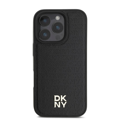 iPhone 16 Pro Kılıf DKNY Orjinal Lisanslı M-safe Şarj Özellikli 3D Yazılı Repeat Pattern Kılıf