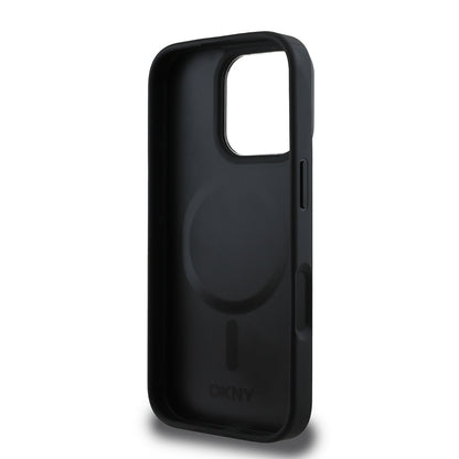 iPhone 16 Pro Kılıf DKNY Orjinal Lisanslı M-safe Şarj Özellikli Metal Logolu PU Deri Plain Kılıf