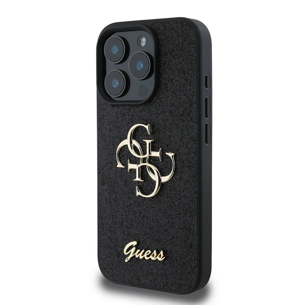 iPhone 16 Pro Kılıf Guess Orijinal Lisanslı 4G Büyük Metal Logolu Glitter Kılıf