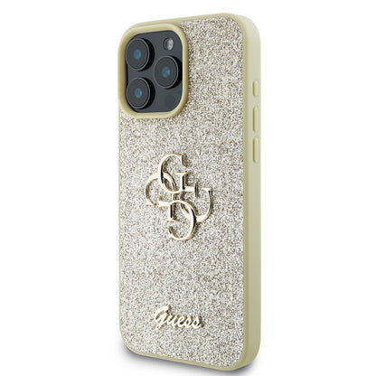 iPhone 16 Pro Kılıf Guess Orijinal Lisanslı 4G Büyük Metal Logolu Glitter Kılıf
