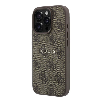 iPhone 16 Pro Kılıf Guess Orijinal Lisanslı M-safe Kabartmalı 4G Desenli Yazı Logolu Kılıf