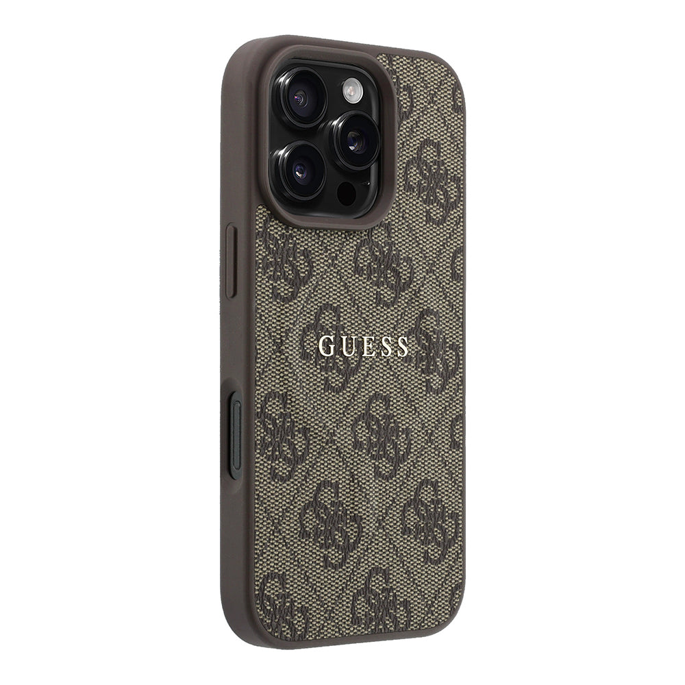iPhone 16 Pro Kılıf Guess Orijinal Lisanslı M-safe Kabartmalı 4G Desenli Yazı Logolu Kılıf