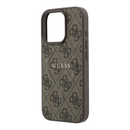 iPhone 16 Pro Kılıf Guess Orijinal Lisanslı M-safe Kabartmalı 4G Desenli Yazı Logolu Kılıf