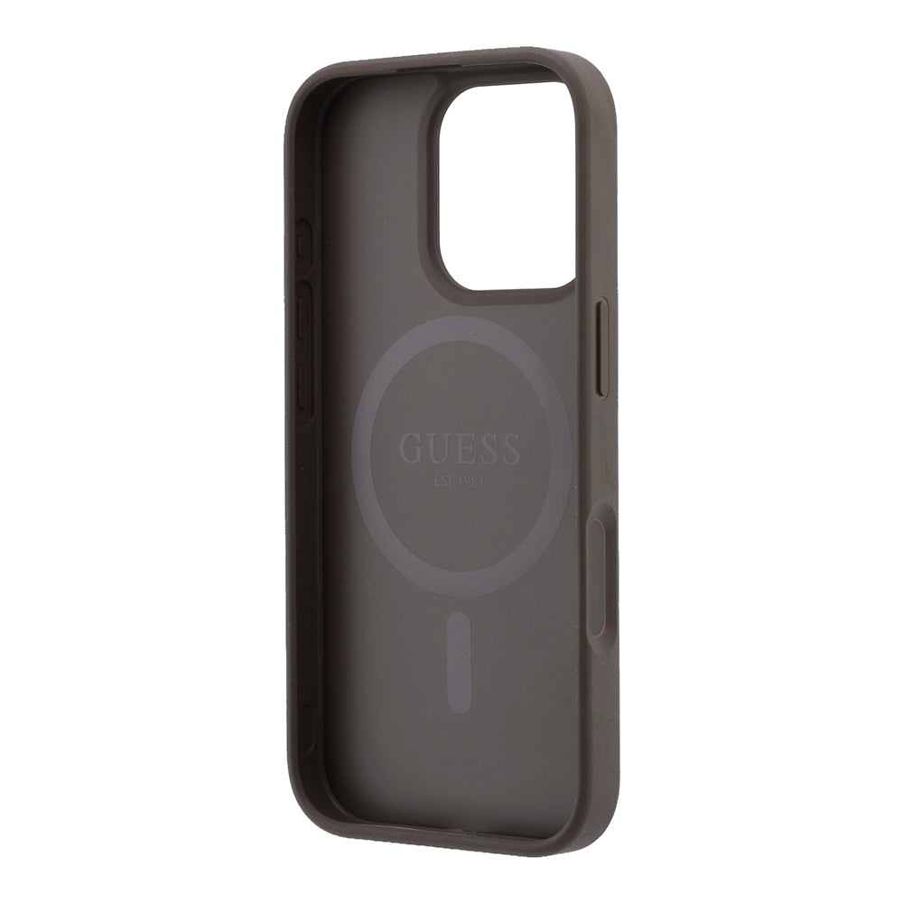 iPhone 16 Pro Kılıf Guess Orijinal Lisanslı M-safe Kabartmalı 4G Desenli Yazı Logolu Kılıf