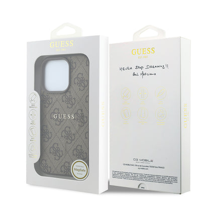 iPhone 16 Pro Kılıf Guess Orijinal Lisanslı M-safe Kabartmalı 4G Desenli Yazı Logolu Kılıf