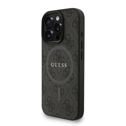 iPhone 16 Pro Kılıf Guess Orijinal Lisanslı M-safe Şarj Özellikli PU Deri Bilek Askı İpli Yazı Logolu Kılıf