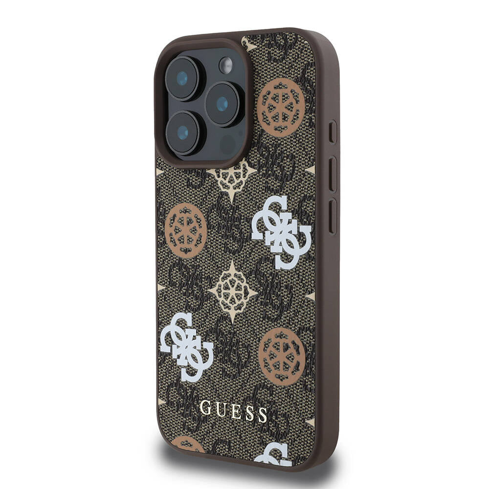 iPhone 16 Pro Kılıf Guess Orijinal Lisanslı M-safe Şarj Özellikli 4G Desenli Yazı Logolu Peony Kılıf
