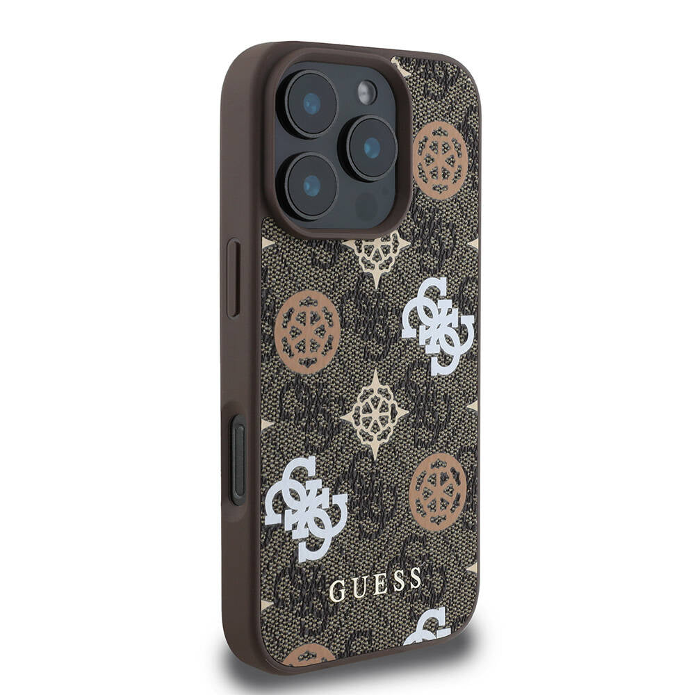 iPhone 16 Pro Kılıf Guess Orijinal Lisanslı M-safe Şarj Özellikli 4G Desenli Yazı Logolu Peony Kılıf