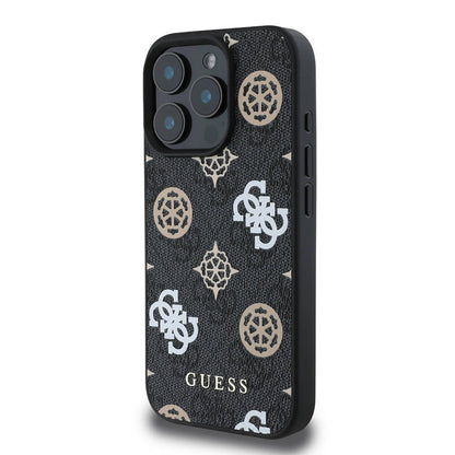 iPhone 16 Pro Kılıf Guess Orijinal Lisanslı M-safe Şarj Özellikli 4G Desenli Yazı Logolu Peony Kılıf