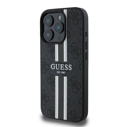 iPhone 16 Pro Kılıf Guess Orijinal Lisanslı M-safe Şarj Özellikli 4G Şerit Tasarımlı Printed Kılıf