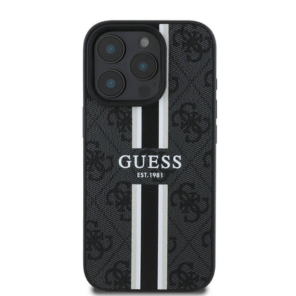iPhone 16 Pro Kılıf Guess Orijinal Lisanslı M-safe Şarj Özellikli 4G Şerit Tasarımlı Printed Kılıf