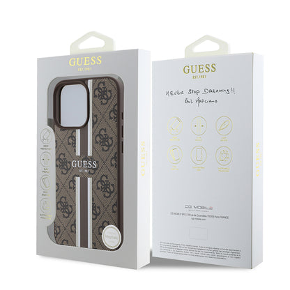 iPhone 16 Pro Kılıf Guess Orijinal Lisanslı M-safe Şarj Özellikli 4G Şerit Tasarımlı Printed Kılıf