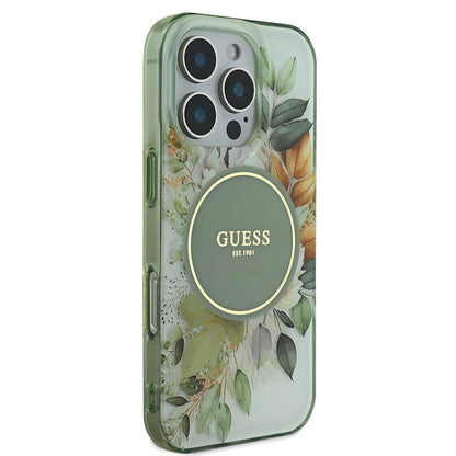 iPhone 16 Pro Kılıf Guess Orijinal Lisanslı M-safe Şarj Özellikli Flower Tonal Circle Kılıf