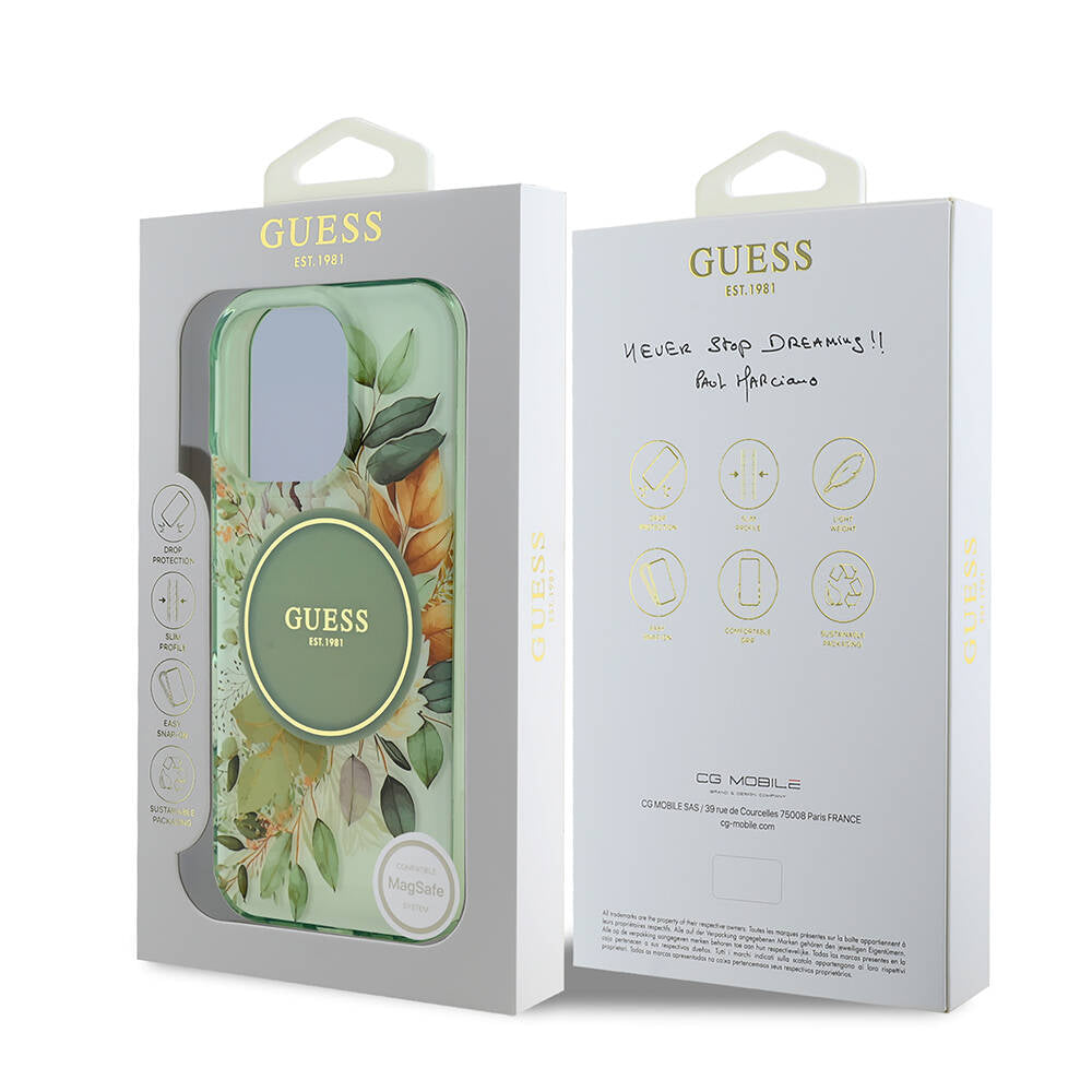 iPhone 16 Pro Kılıf Guess Orijinal Lisanslı M-safe Şarj Özellikli Flower Tonal Circle Kılıf