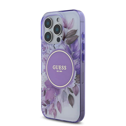 iPhone 16 Pro Kılıf Guess Orijinal Lisanslı M-safe Şarj Özellikli Flower Tonal Circle Kılıf