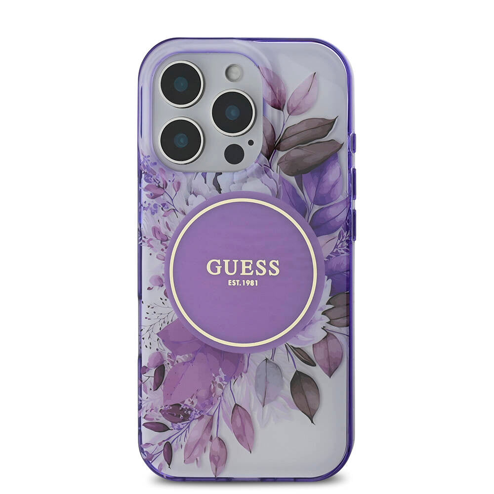 iPhone 16 Pro Kılıf Guess Orijinal Lisanslı M-safe Şarj Özellikli Flower Tonal Circle Kılıf
