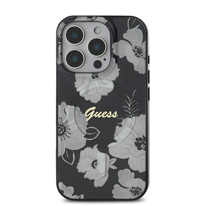 iPhone 16 Pro Kılıf Guess Orijinal Lisanslı M-safe Şarj Özellikli Flower Tone On Tone Ring Kılıf
