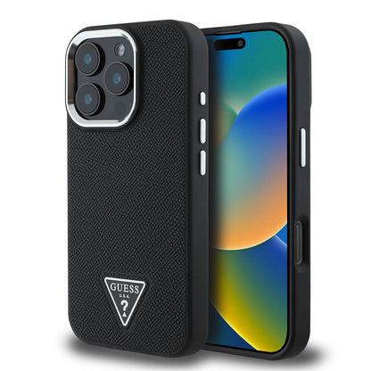 iPhone 16 Pro Kılıf Guess Orijinal Lisanslı M-safe Şarj Özellikli Grained Triangle Kılıf