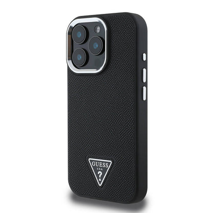 iPhone 16 Pro Kılıf Guess Orijinal Lisanslı M-safe Şarj Özellikli Grained Triangle Kılıf