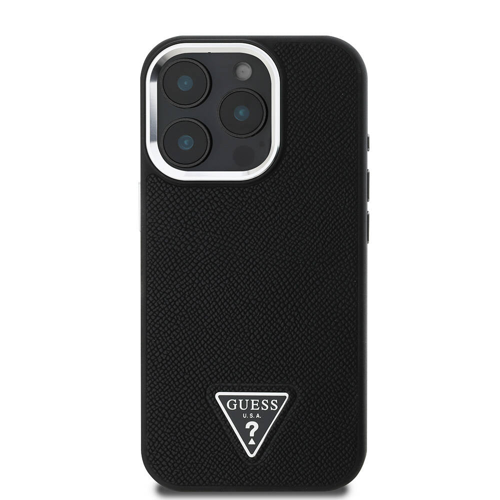 iPhone 16 Pro Kılıf Guess Orijinal Lisanslı M-safe Şarj Özellikli Grained Triangle Kılıf