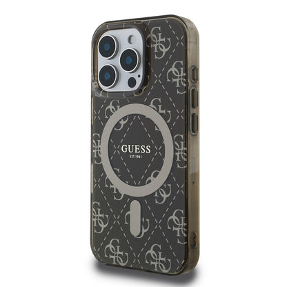 iPhone 16 Pro Kılıf Guess Orijinal Lisanslı M-safe Şarj Özellikli IML Baskılı Klasik Logolu 4G Desenli Kılıf