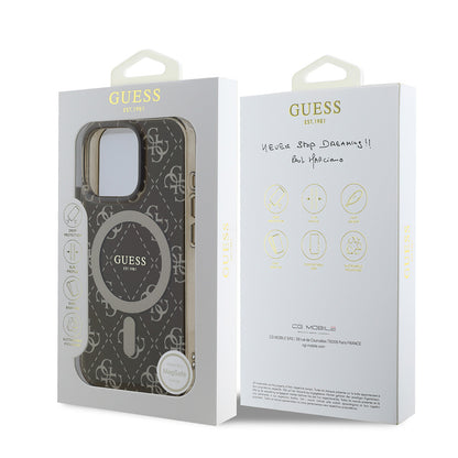 iPhone 16 Pro Kılıf Guess Orijinal Lisanslı M-safe Şarj Özellikli IML Baskılı Klasik Logolu 4G Desenli Kılıf